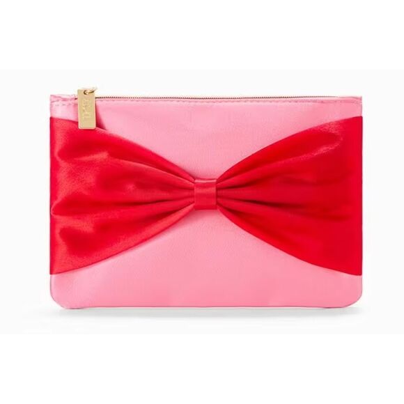 Brand New Ipsy Elegant Pink Bow Clutch Cosmetics Makeup Bag - Picture 1 of 1